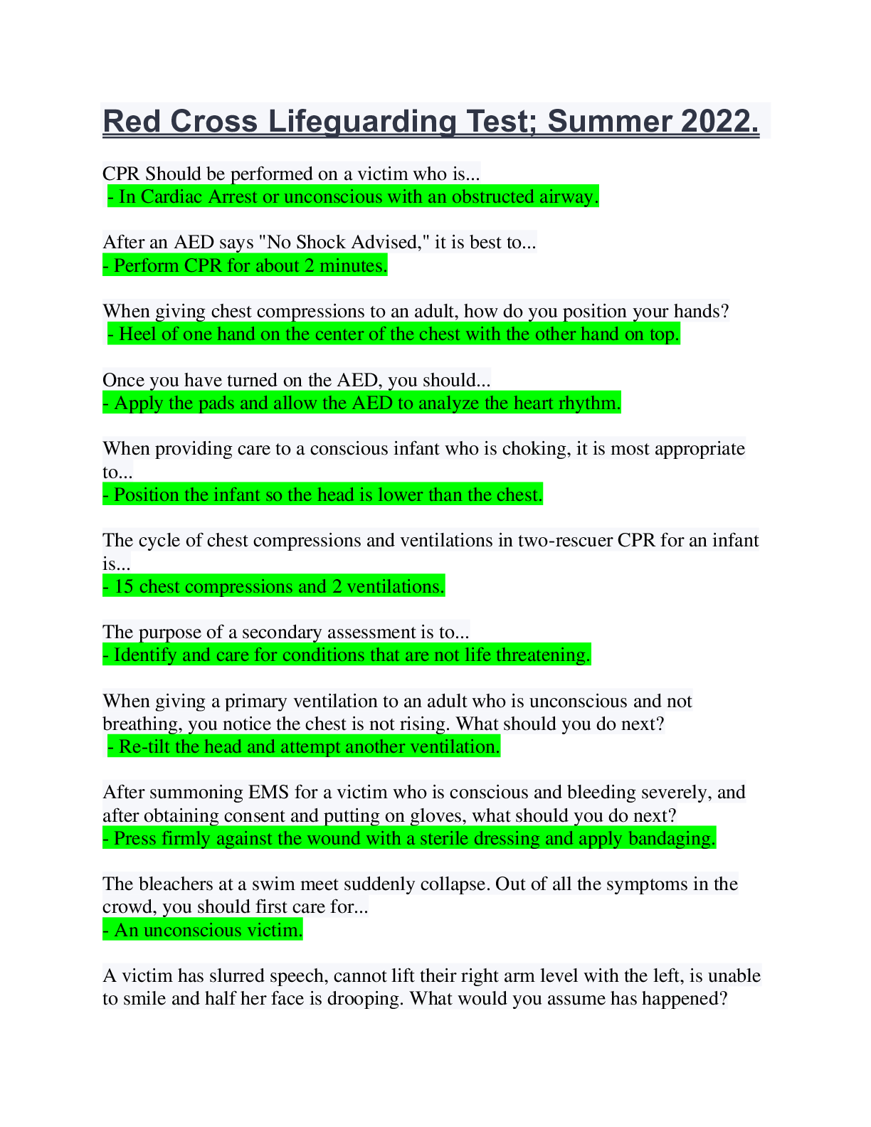 PHTLS Pre-Test 9th edition Version 1NV CPP 2022